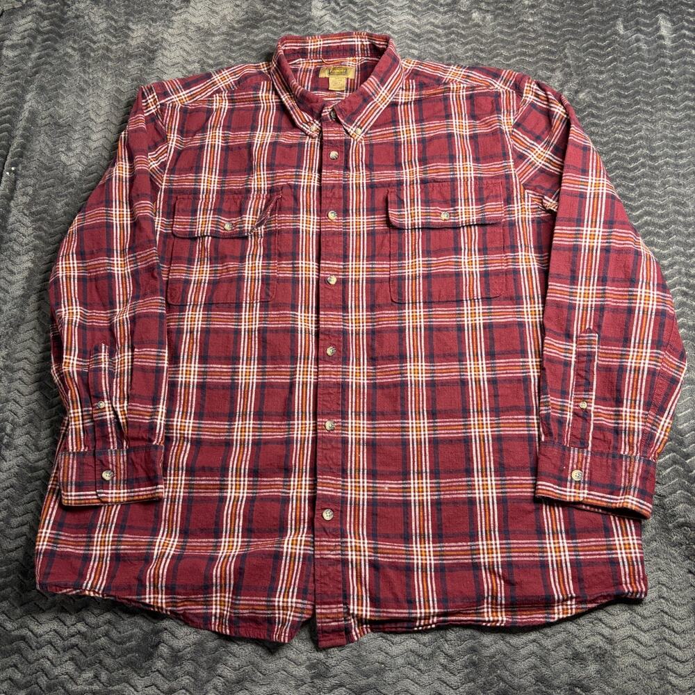 Foundry Supply co. Men's 3XL Red Cotton Flannel Plaid Button Long Sleeve Shirt